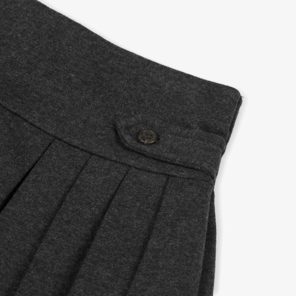 Ralph Lauren-Girls Grey Pleated Cotton Jersey Skirt | Childrensalon Outlet