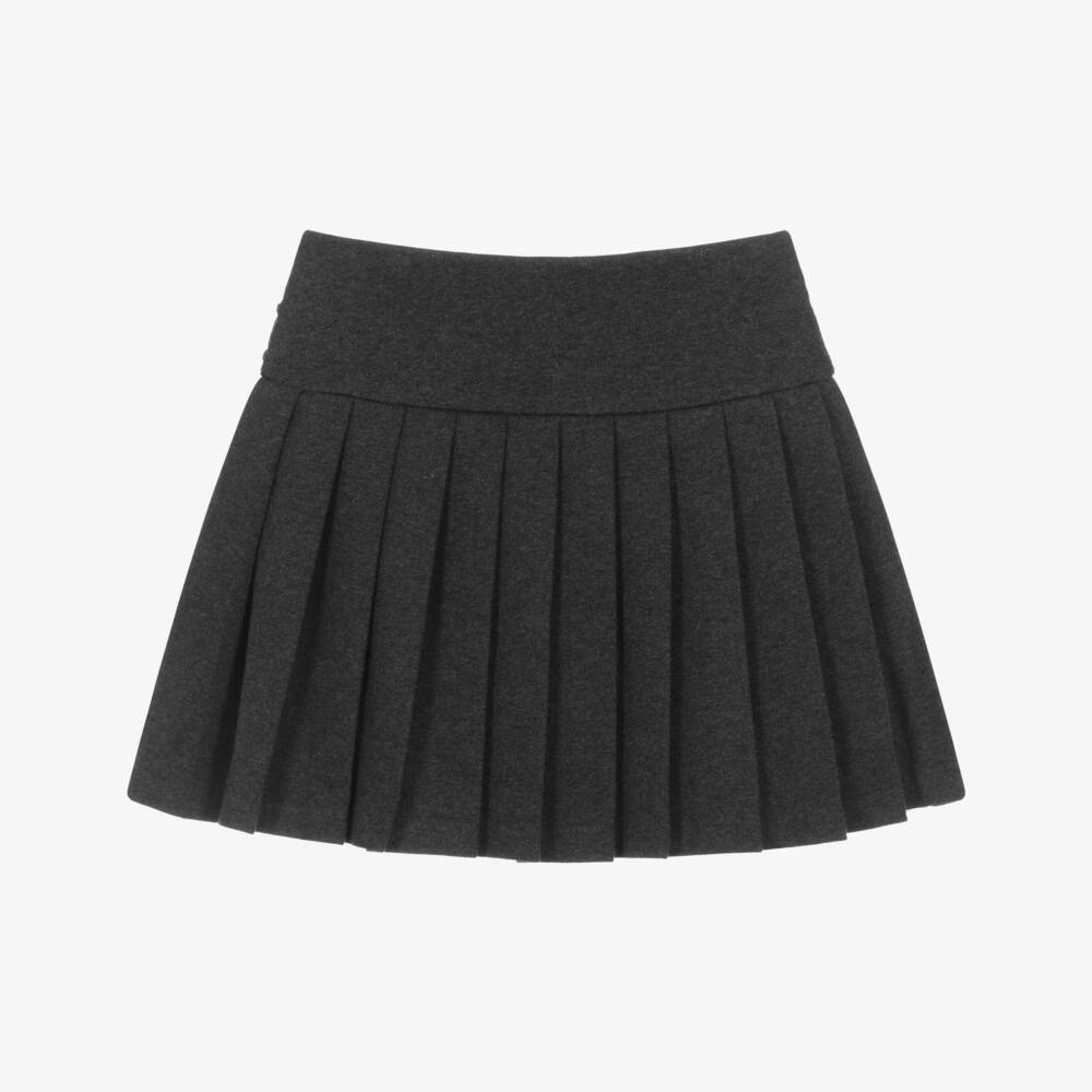 Ralph Lauren-Girls Grey Pleated Cotton Jersey Skirt | Childrensalon Outlet