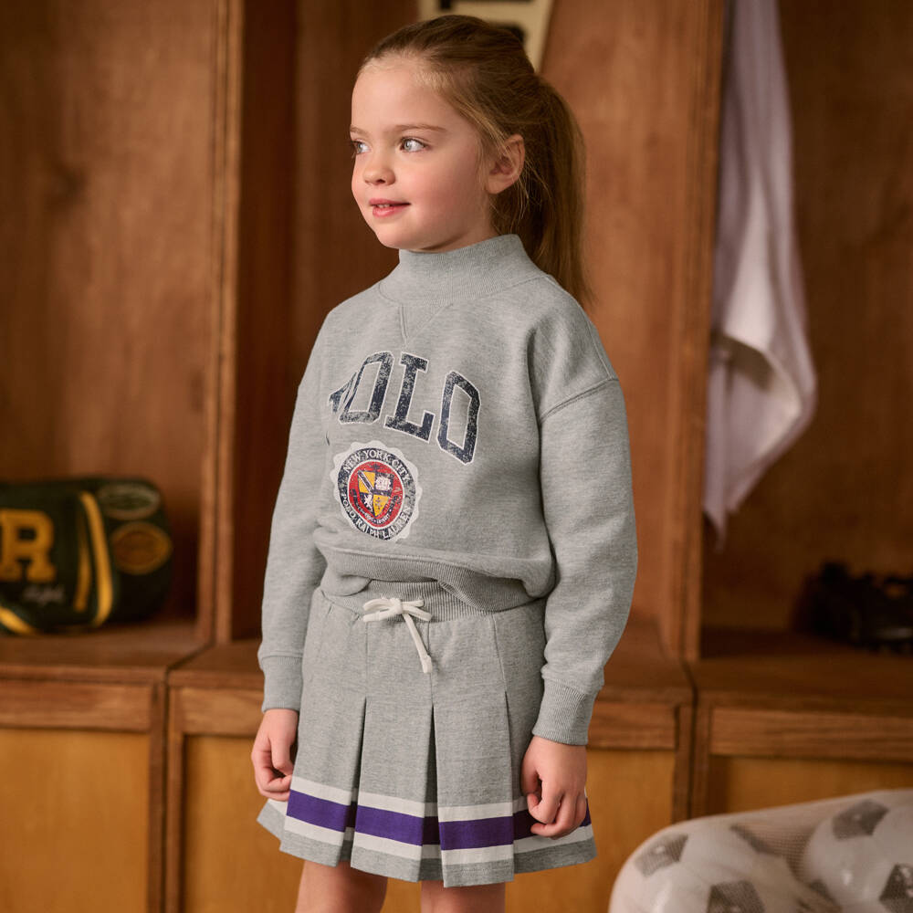 Ralph Lauren-سكورت بكسرات قطن لون رمادي | Childrensalon Outlet