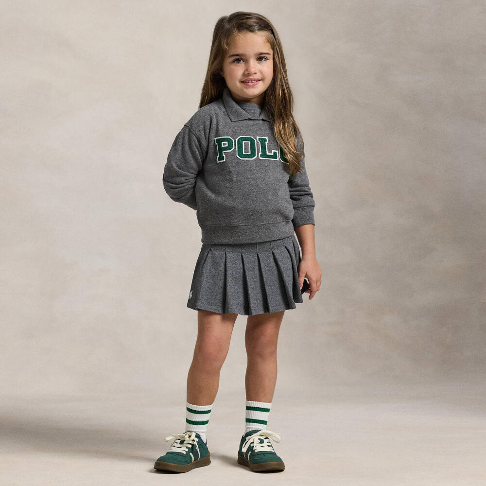 Ralph Lauren-Girls Grey Pleated Skirt | Childrensalon Outlet