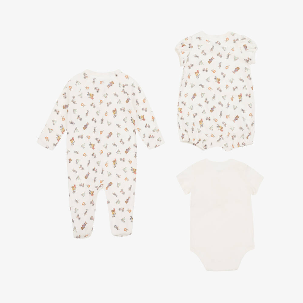 Ralph Lauren-Girls Ivory Bear Romper Ensemble | Childrensalon Outlet