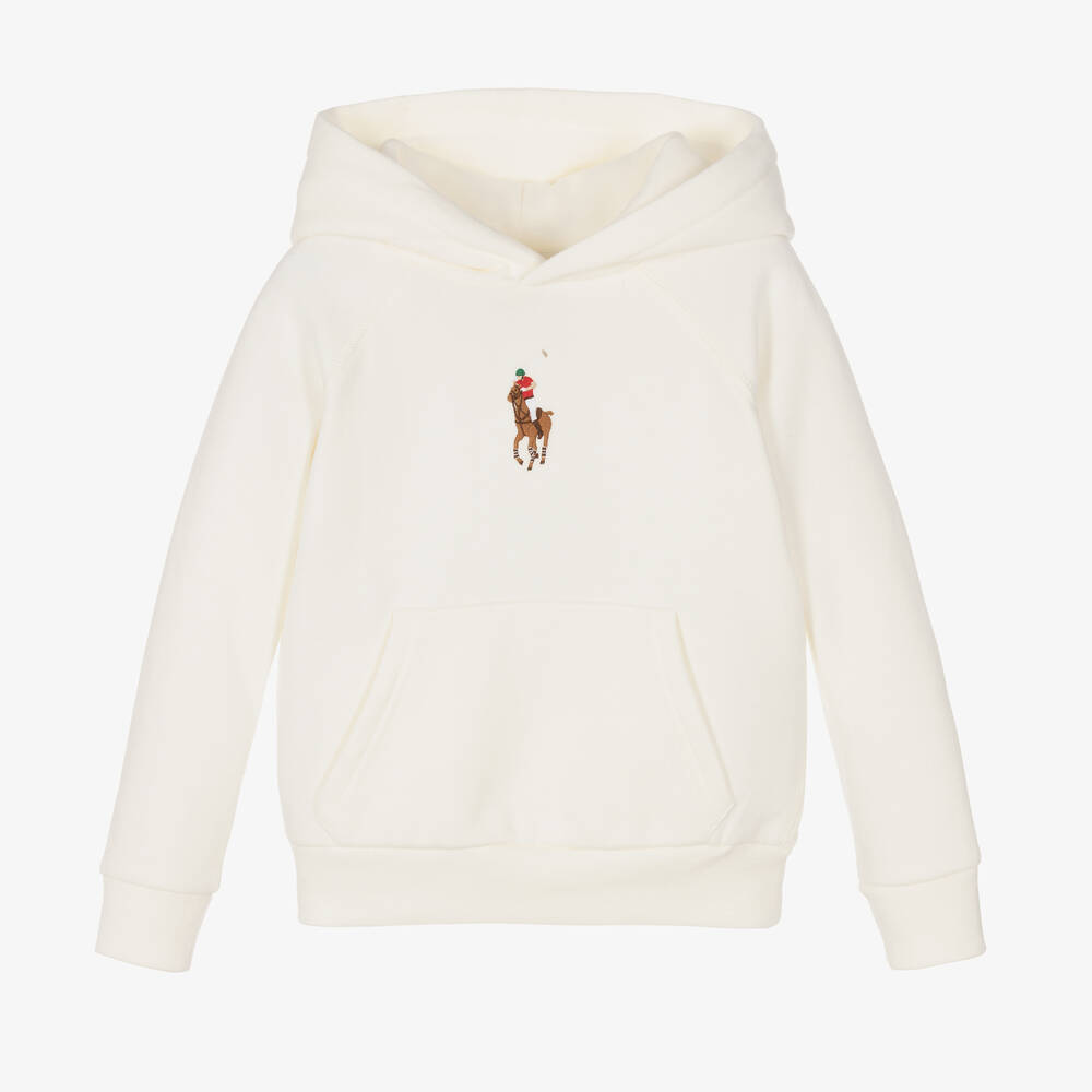 Polo Ralph Lauren - Elfenbeinfarbener Big Pony Hoodie | Childrensalon