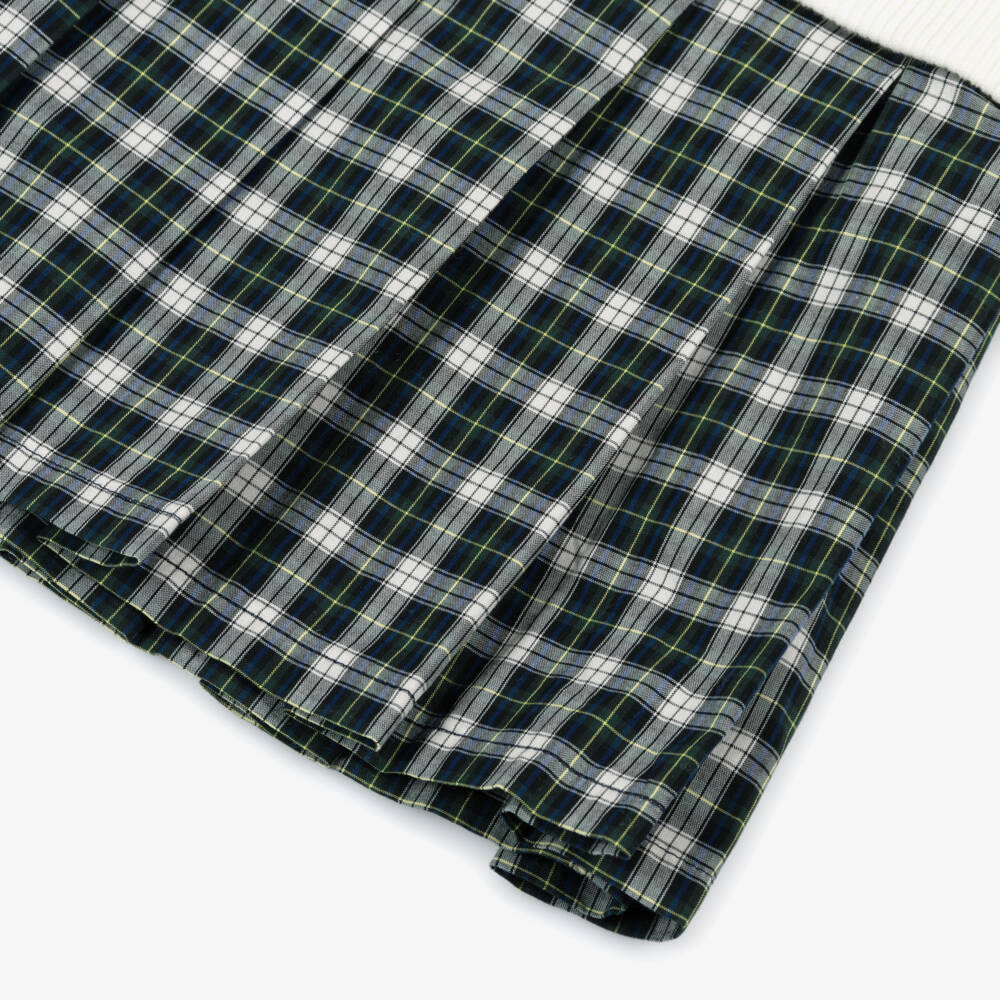 Ralph Lauren-Girls Ivory & Blue Check Sweatshirt Dress | Childrensalon Outlet