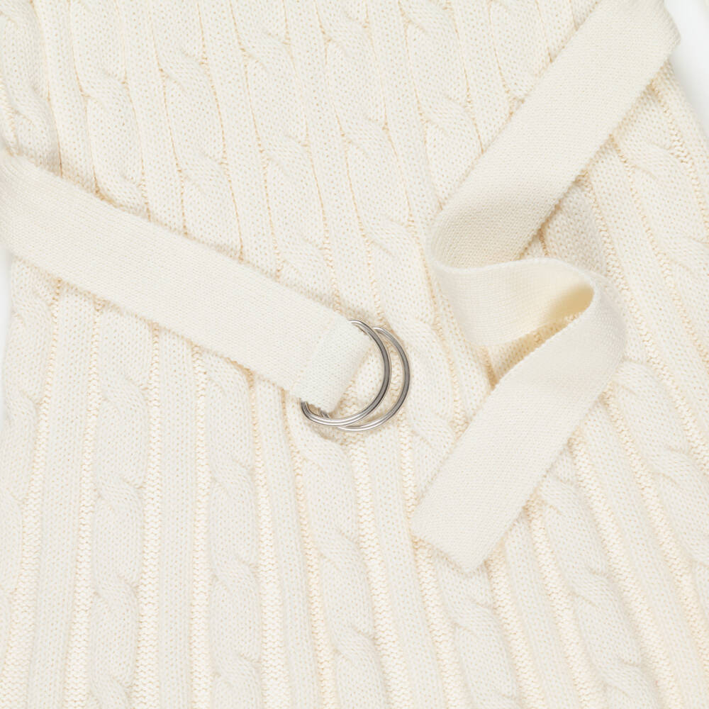 Ralph Lauren-Girls Ivory Cable Knit Belted Dress | Childrensalon Outlet