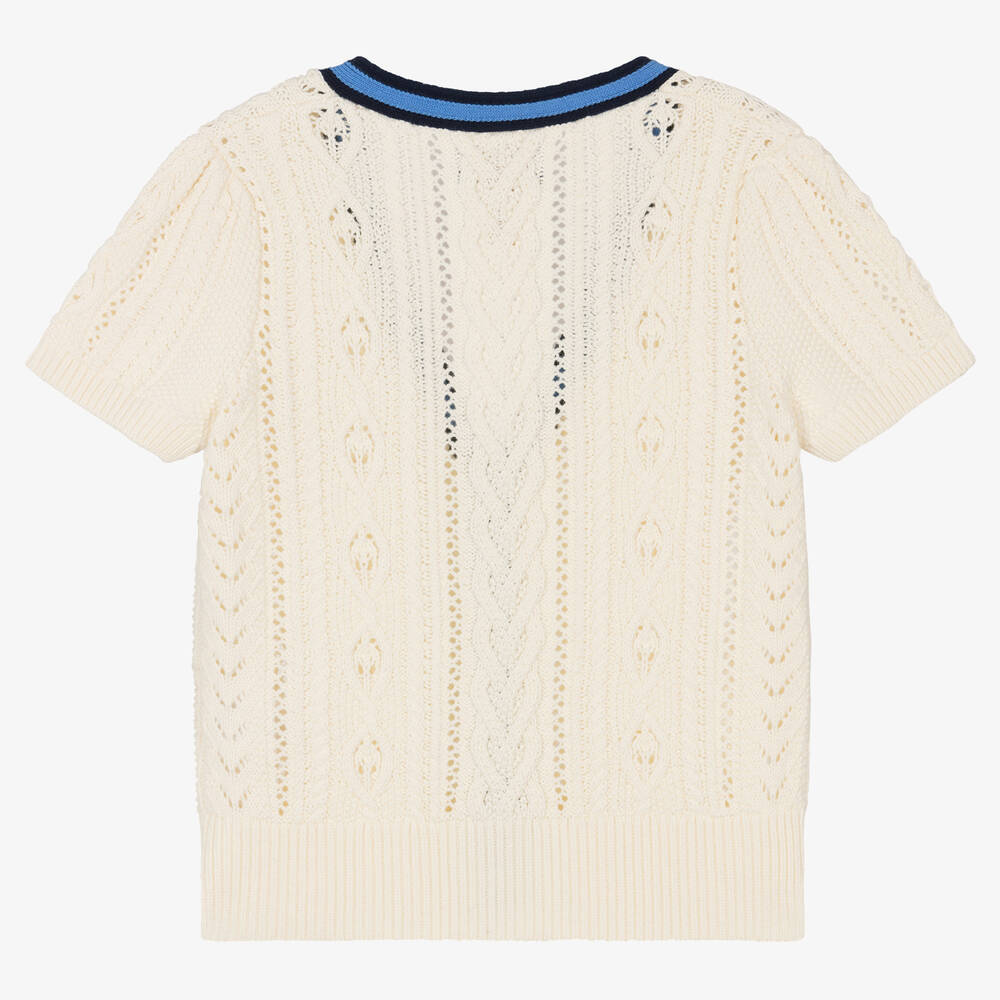Polo Ralph Lauren-كارديغان قطن محبوك لون عاجي للبنات | Childrensalon Outlet