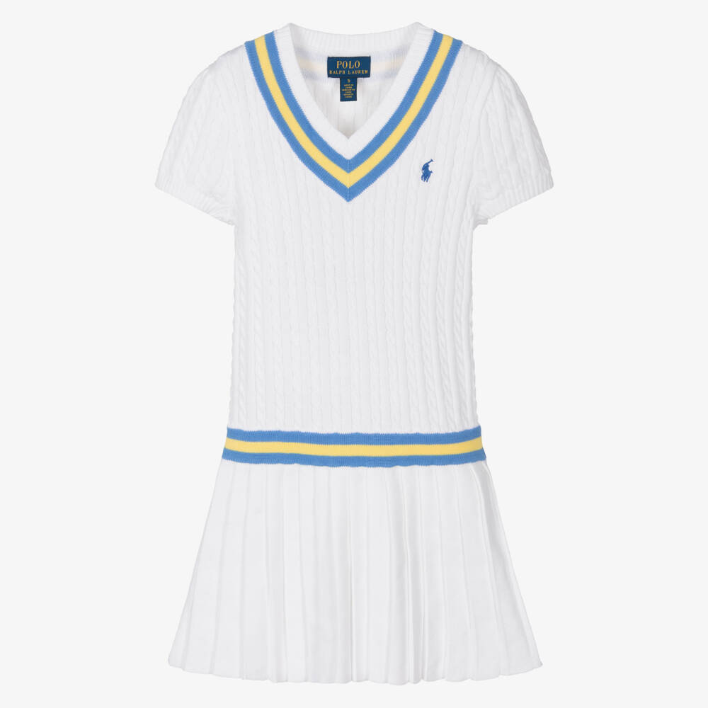 Ralph Lauren-Girls Ivory Cable-Knit Cricket Frock | Childrensalon Outlet