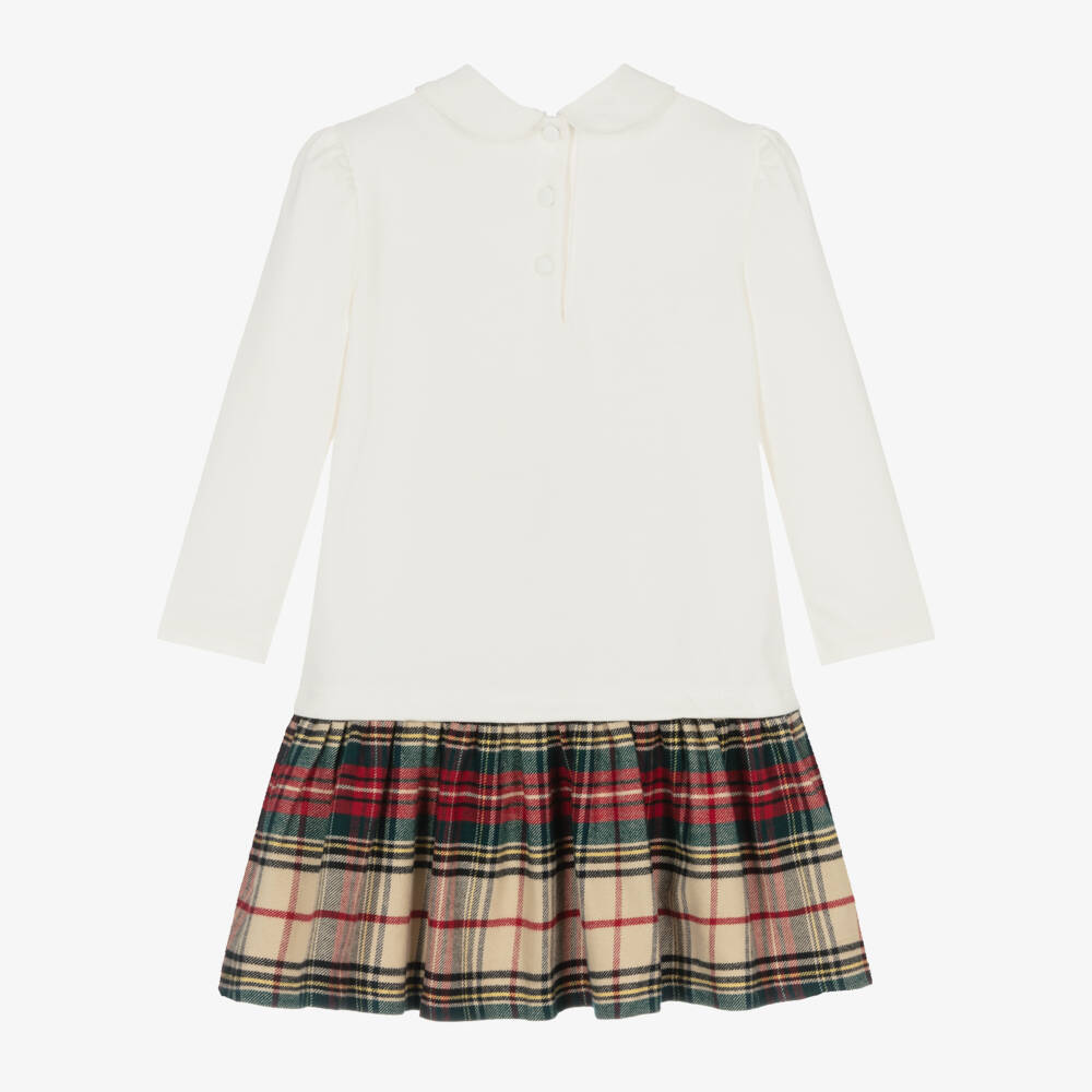 Ralph Lauren-Girls Ivory & Check Cotton Dress | Childrensalon Outlet