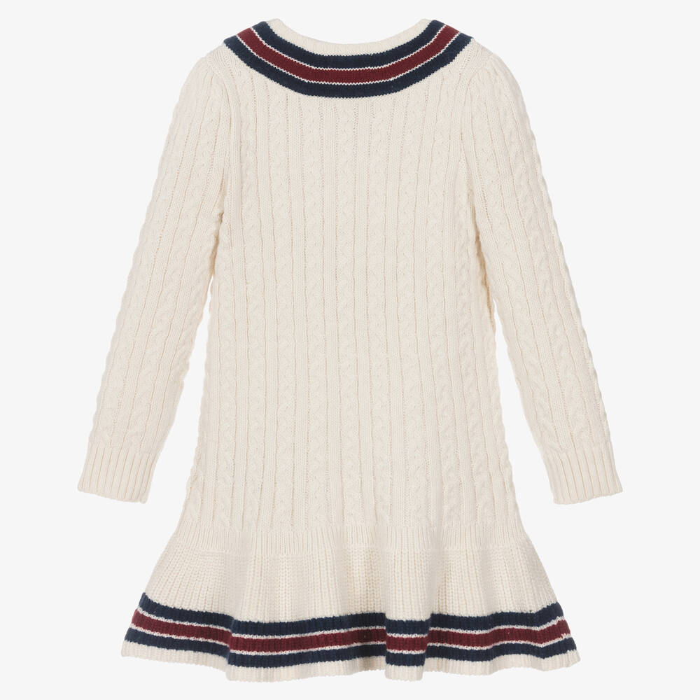 رالف لورين-فستان قطن محبوك لون عاجي | Childrensalon Outlet