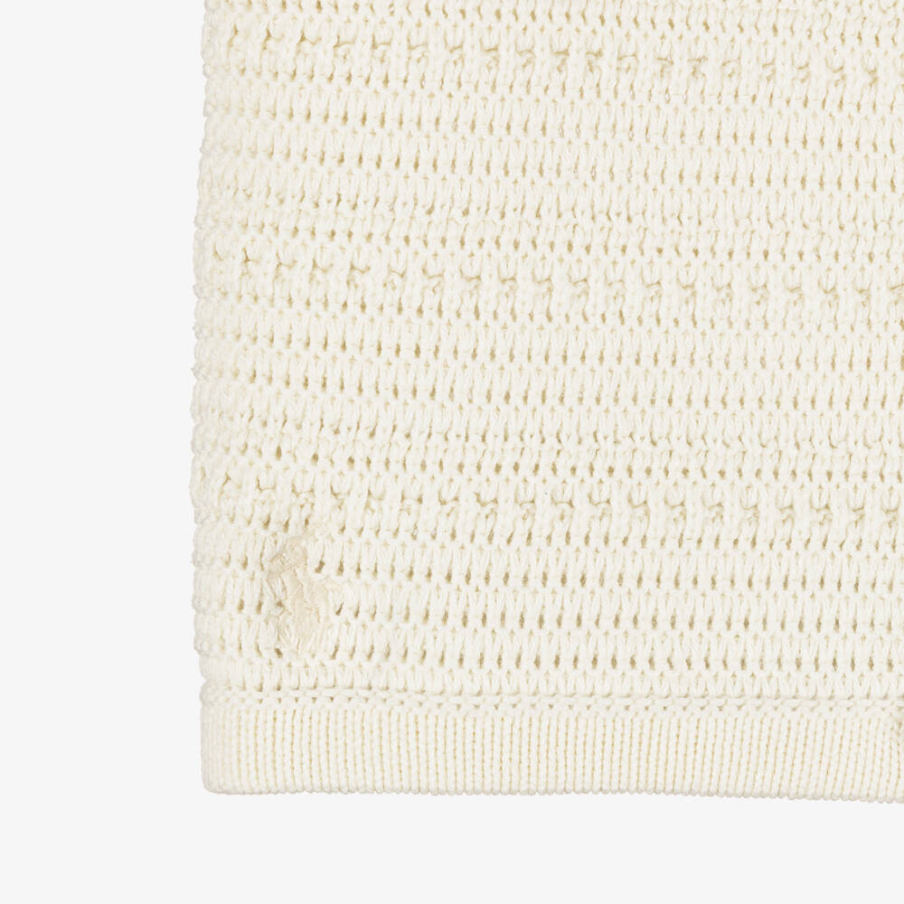 Ralph Lauren-Girls Ivory Cotton Crochet Trouser Set | Childrensalon Outlet