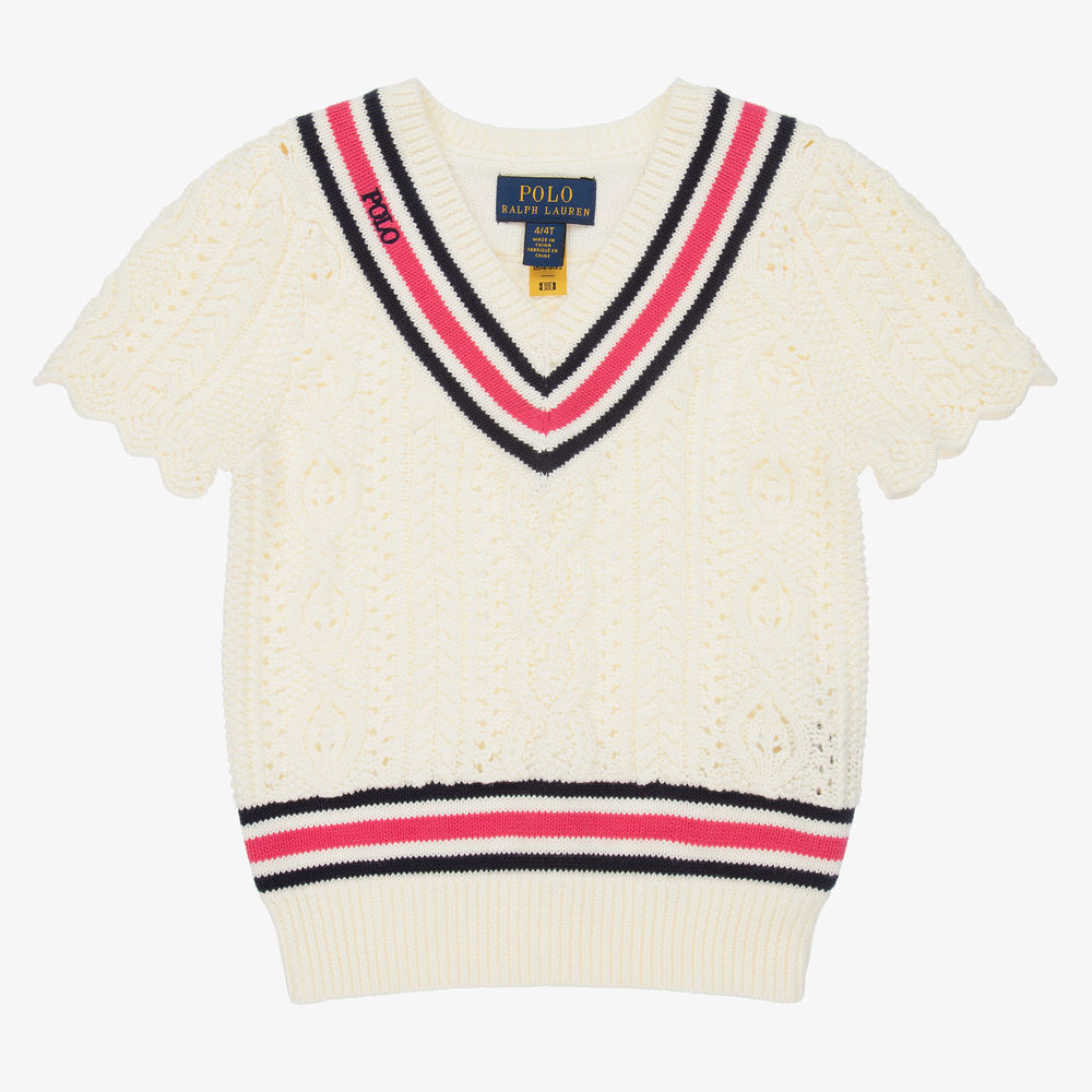 Polo Ralph Lauren - Кремовый хлопковый джемпер для девочек | Childrensalon
