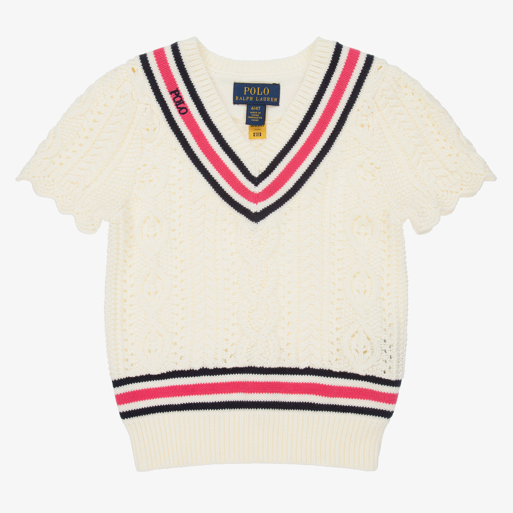 Polo Ralph Lauren - Girls Ivory Cotton Jumper | Childrensalon