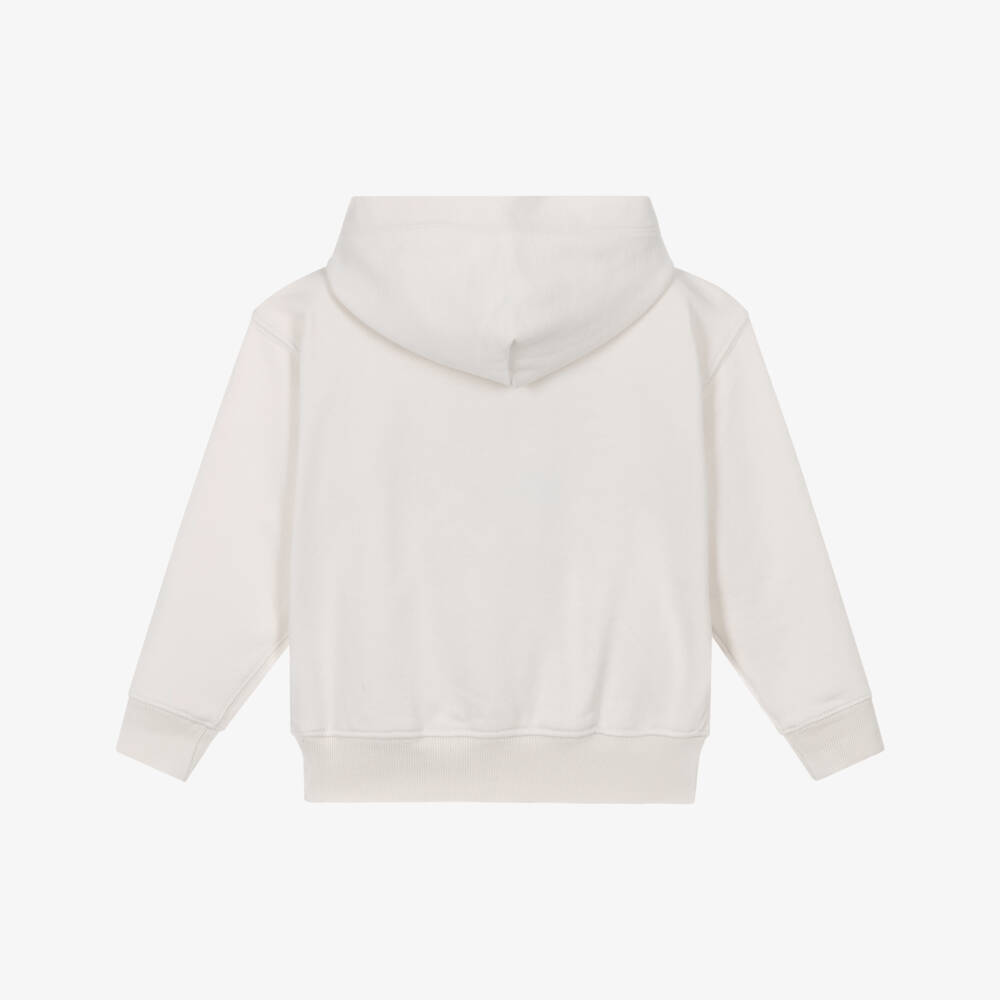 Ralph Lauren-Girls Ivory Cotton Logo Hoodie with Embroidered US Flag | Childrensalon Outlet