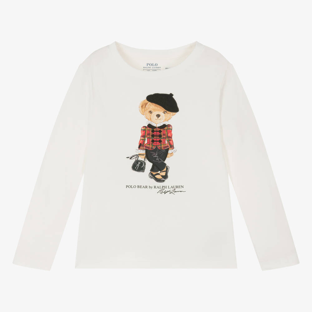 Ralph Lauren - Baumwolltop Pariser Bär Elfenbein | Childrensalon