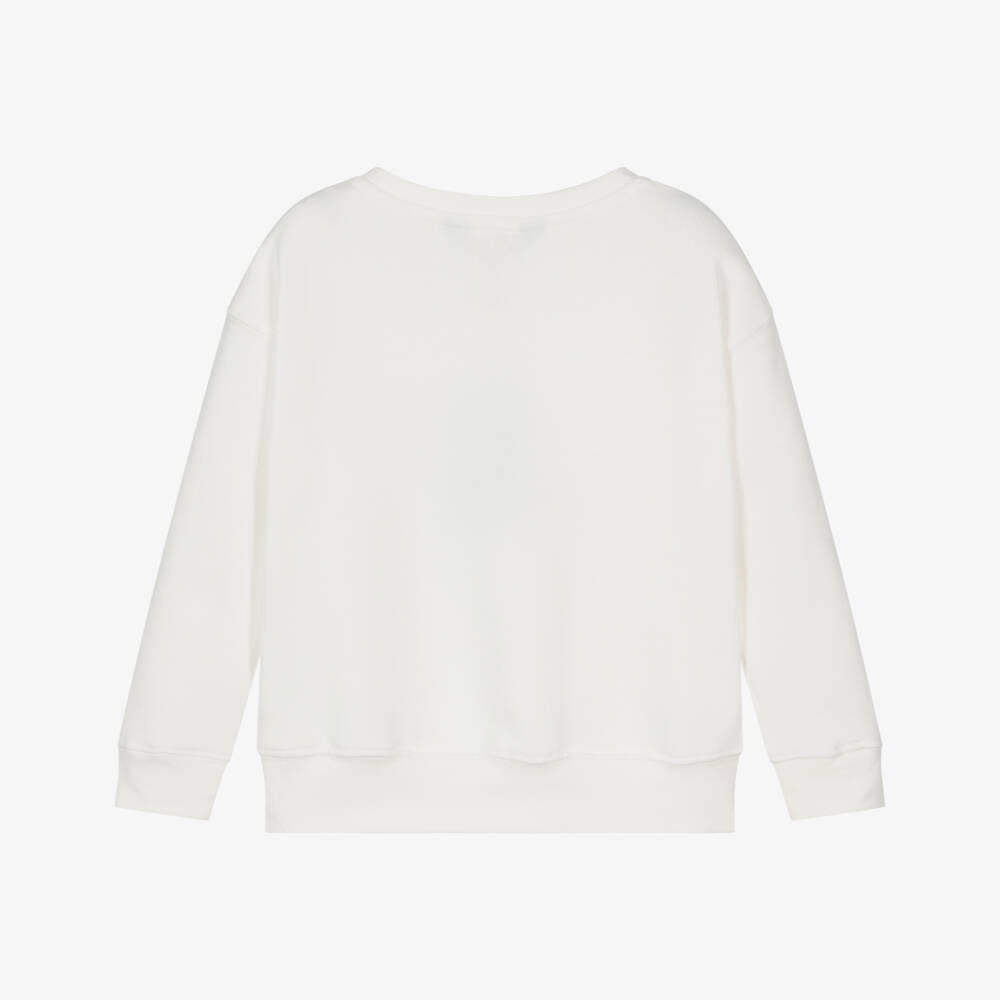 Ralph Lauren-Girls Ivory Cotton Polo Bear Sweatshirt | Childrensalon Outlet