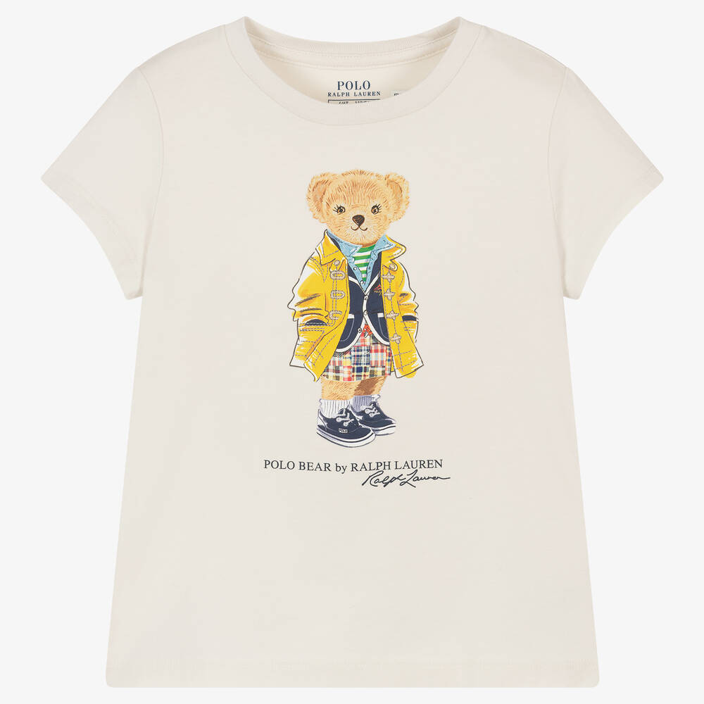 Polo Ralph Lauren - Кремовая хлопковая футболка с медвежонком | Childrensalon