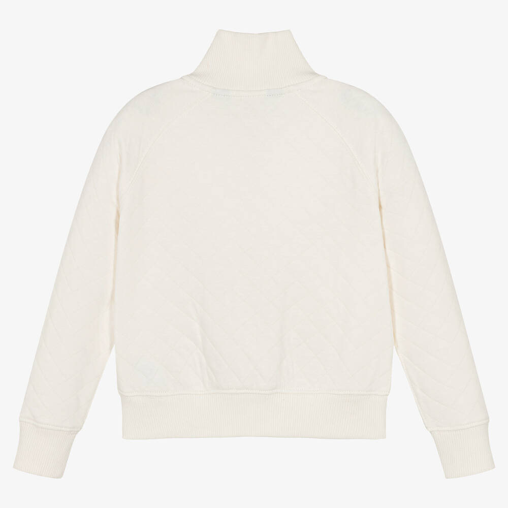 Ralph Lauren-Girls Ivory Cotton Zip-Up Top | Childrensalon Outlet
