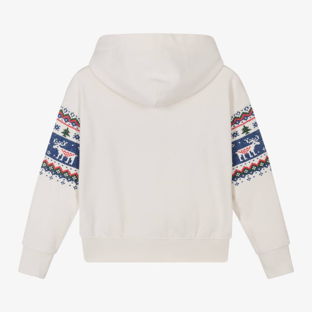 Ralph Lauren-هودي فير آيل قطن لون عاجي للبنات | Childrensalon Outlet