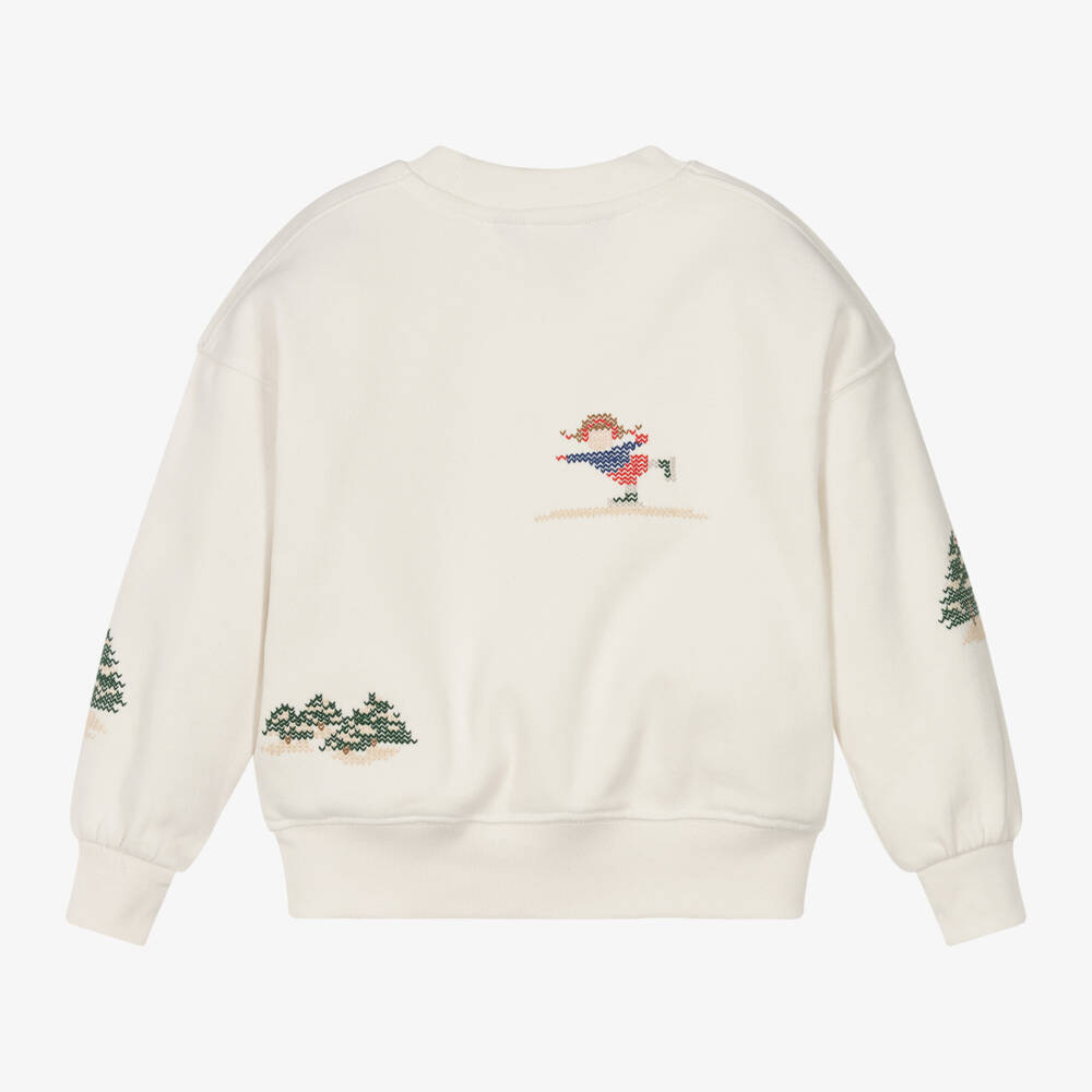 Ralph Lauren-Girls Ivory Festive Cotton Sweatshirt | Childrensalon Outlet