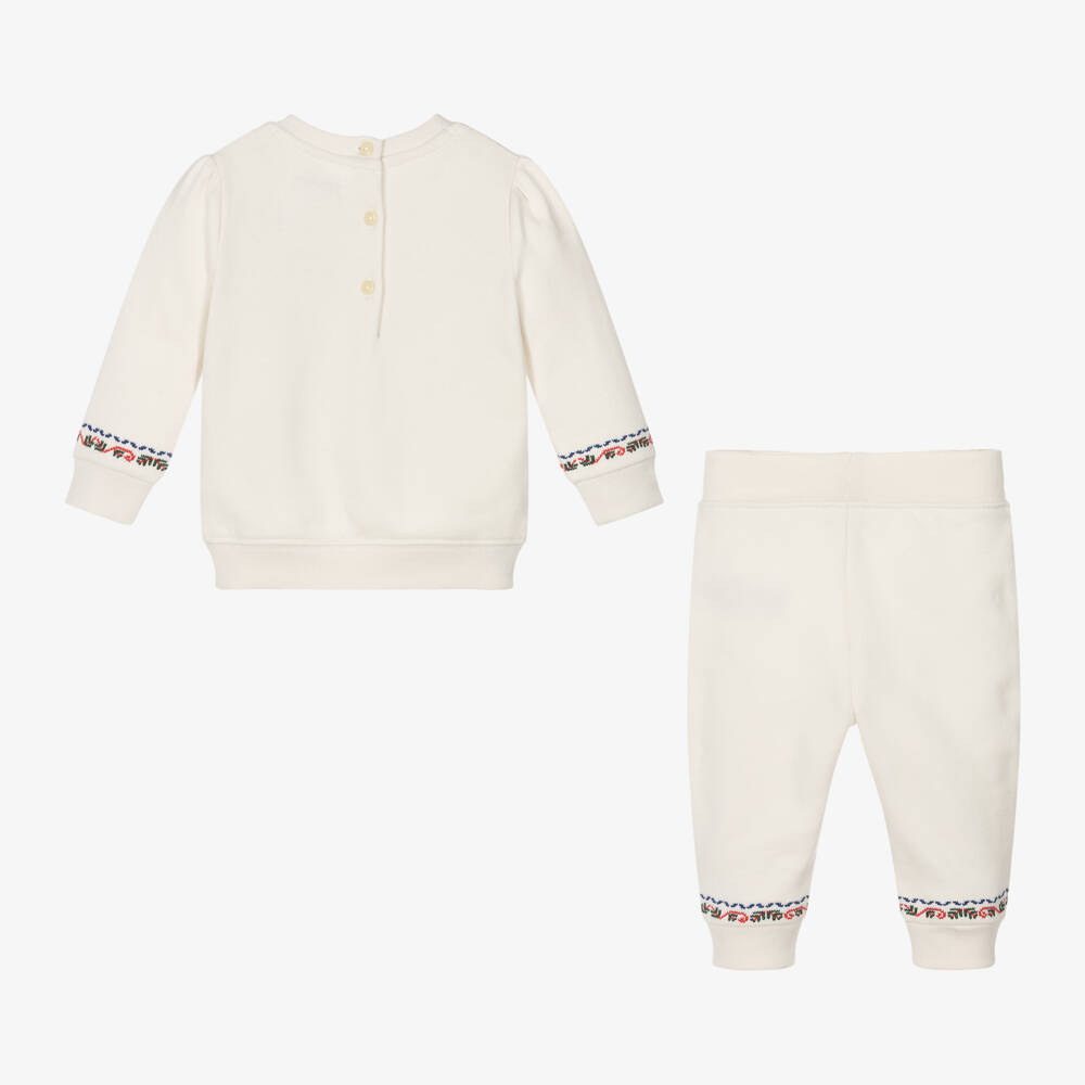 Ralph Lauren-Girls Ivory Festive Cotton Tracksuit | Childrensalon Outlet