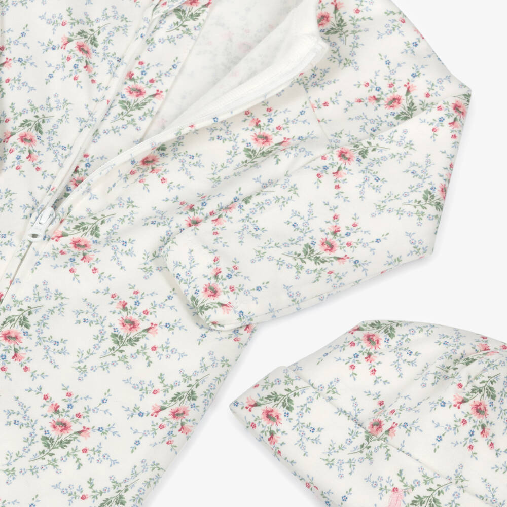 Ralph Lauren-Girls Ivory Floral Cotton Bodysuit Ensemble | Childrensalon Outlet