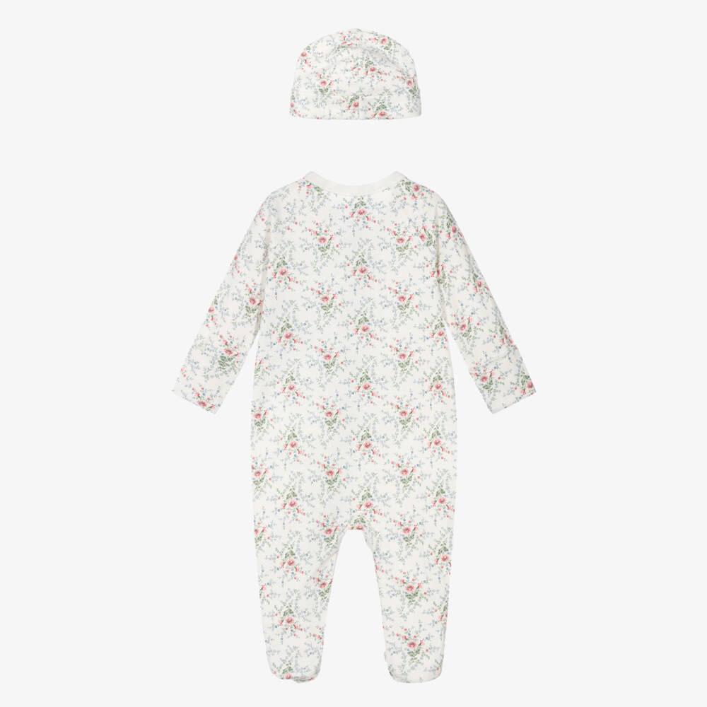 Ralph Lauren-Girls Ivory Floral Cotton Bodysuit Ensemble | Childrensalon Outlet