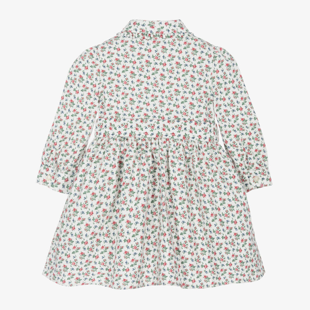Ralph Lauren-Girls Ivory Floral Cotton Dress | Childrensalon Outlet