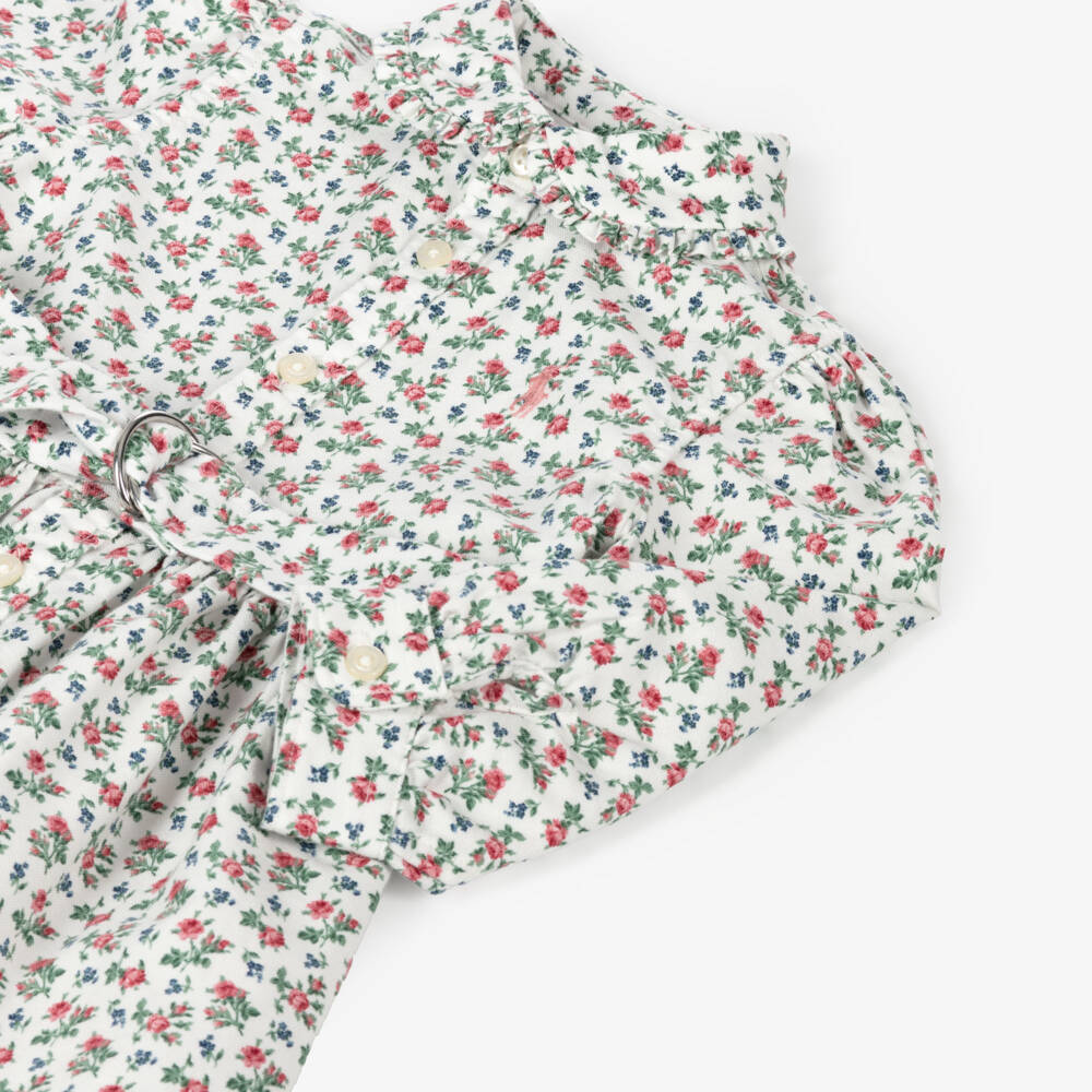 Ralph Lauren-Girls Ivory Floral Cotton Dress | Childrensalon Outlet