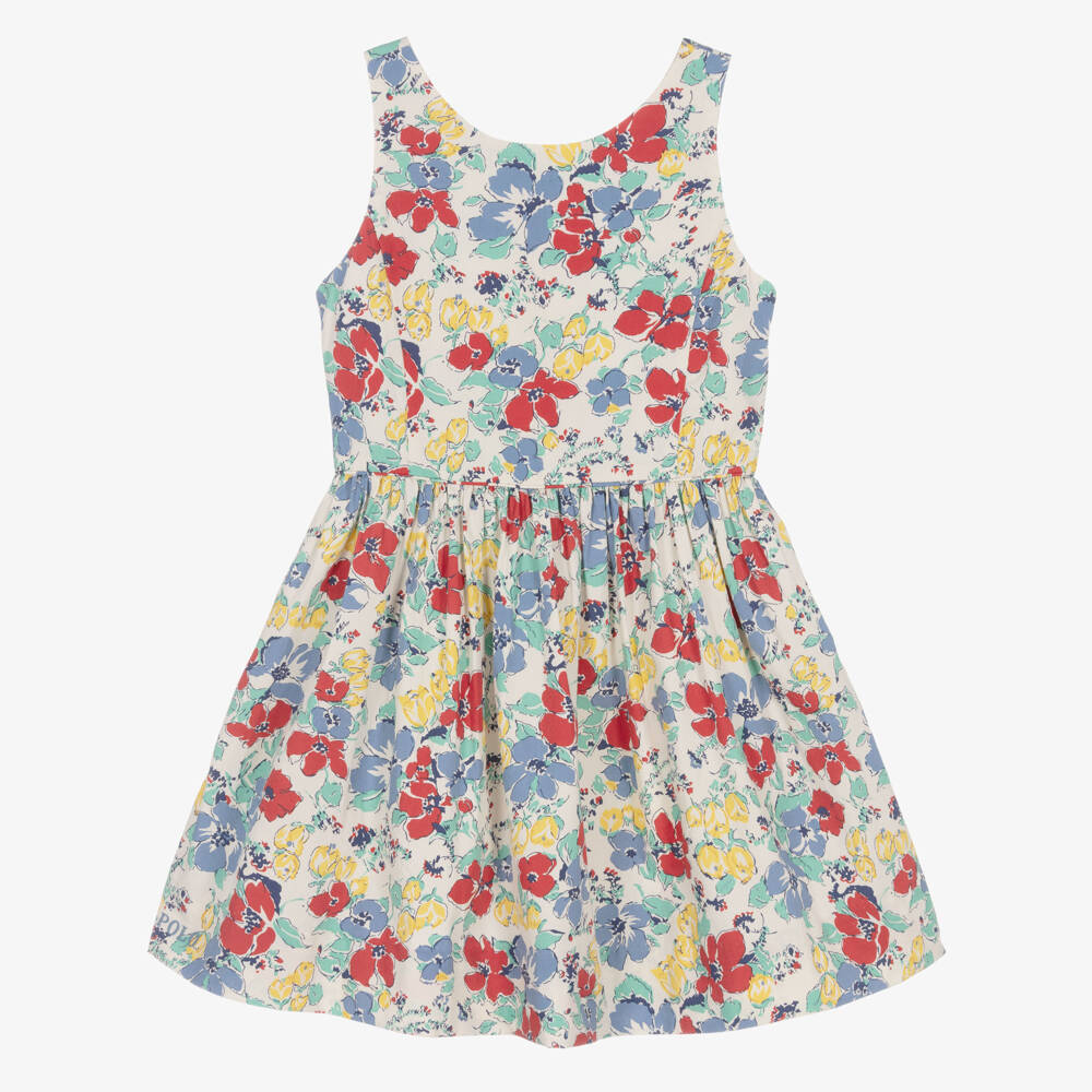 Ralph Lauren-Girls Ivory Floral Cotton Dress | Childrensalon Outlet