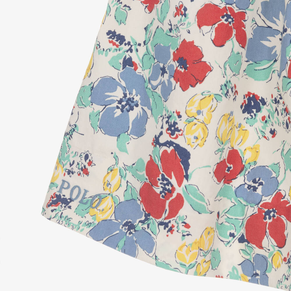 Ralph Lauren-Girls Ivory Floral Cotton Dress | Childrensalon Outlet
