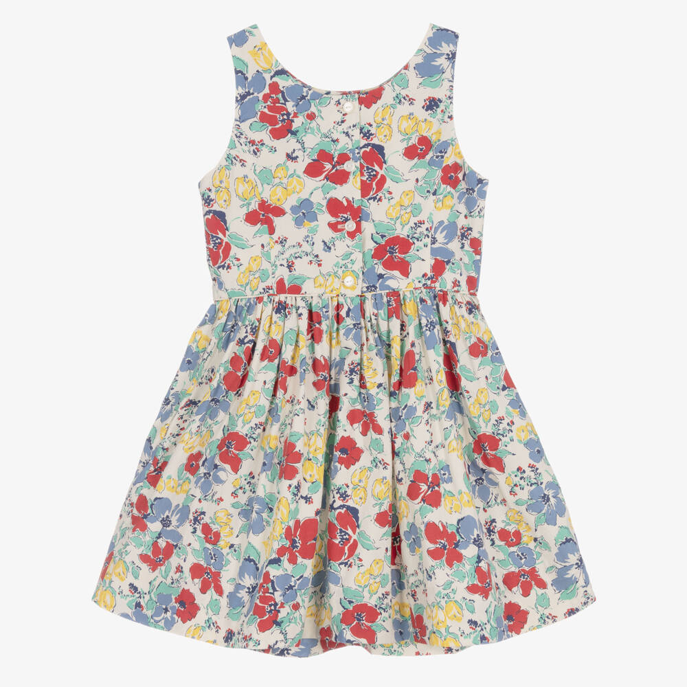 Ralph Lauren-Girls Ivory Floral Cotton Dress | Childrensalon Outlet