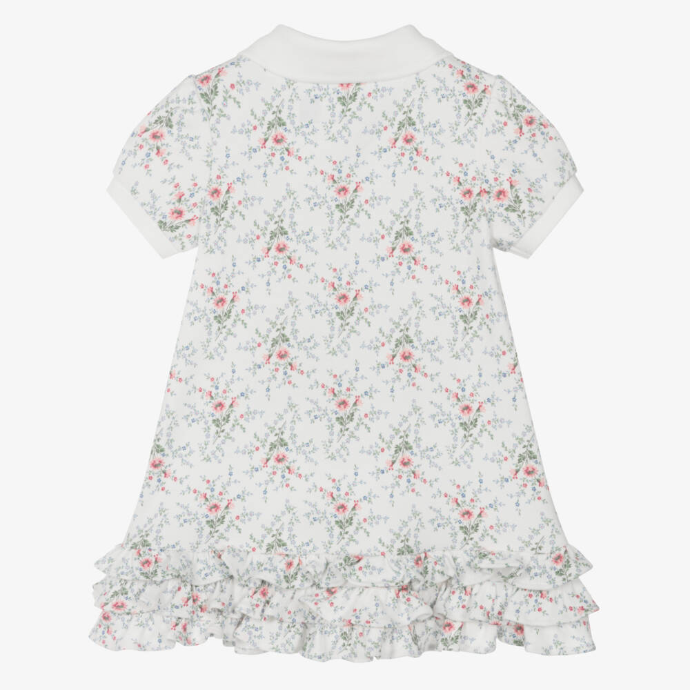 Ralph Lauren-Girls Ivory Floral Ruffle Dress | Childrensalon Outlet