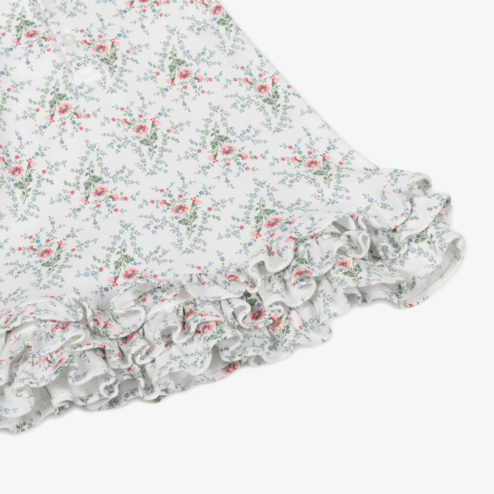 Ralph Lauren-Girls Ivory Floral Ruffle Dress | Childrensalon Outlet