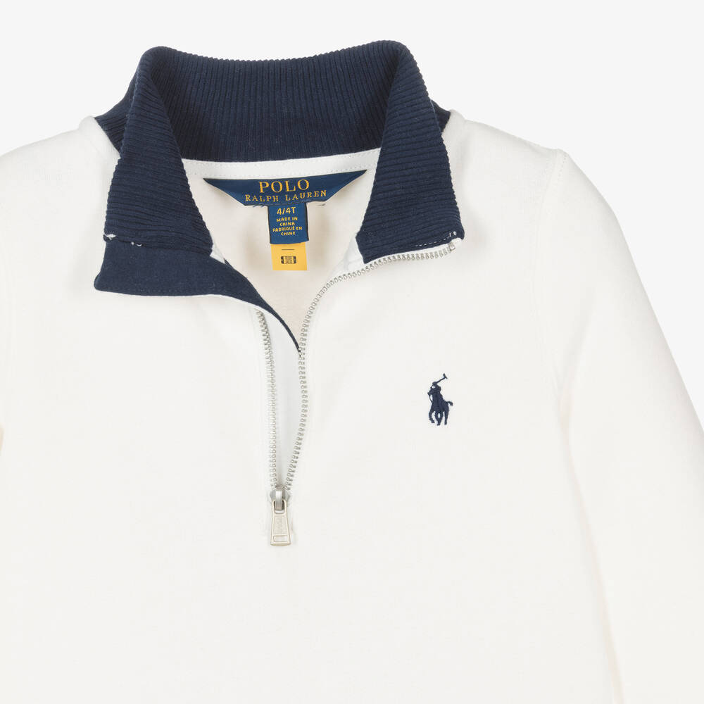 Ralph Lauren-فستان قطن جيرسي تارتان لون عاجي وأخضر | Childrensalon Outlet