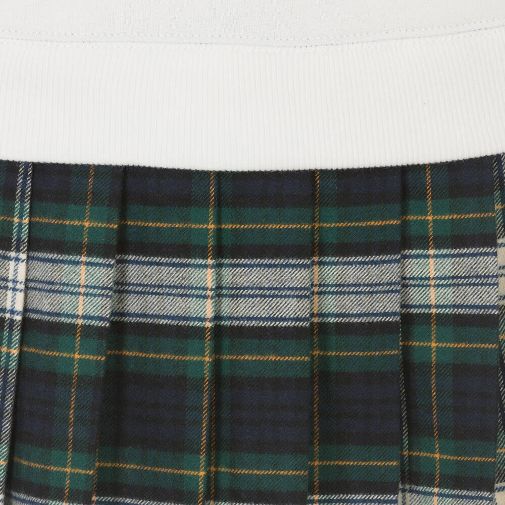 Ralph Lauren-فستان قطن جيرسي تارتان لون عاجي وأخضر | Childrensalon Outlet