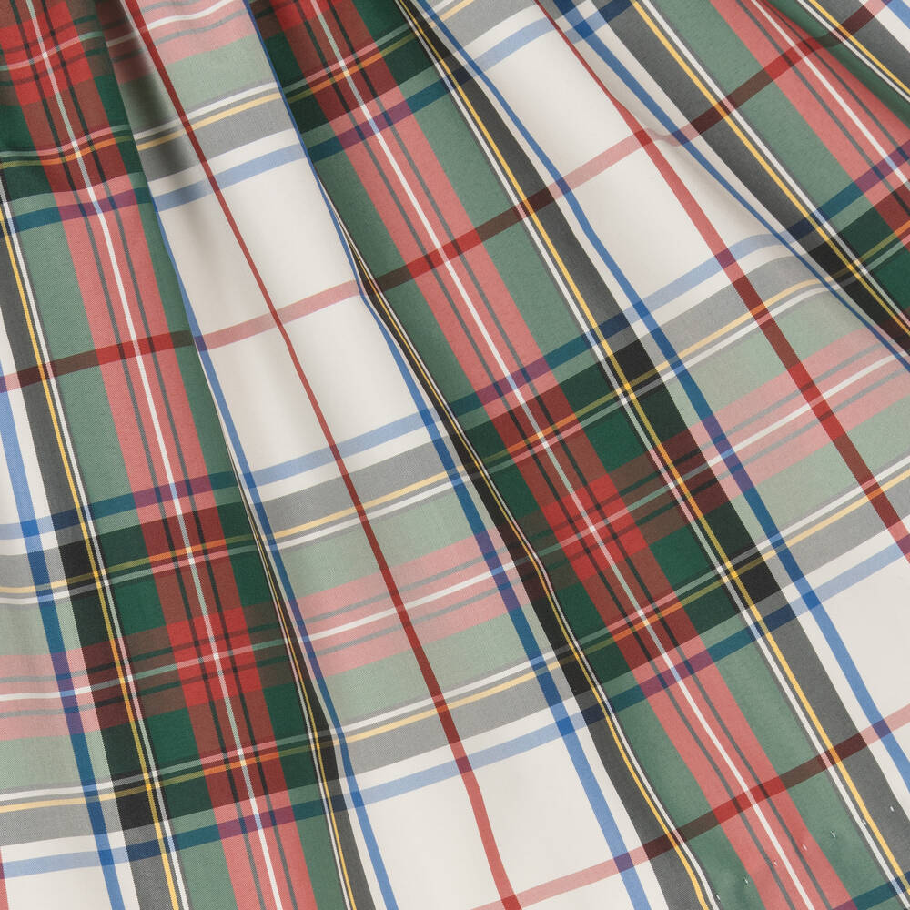 Ralph Lauren-Girls Ivory & Green Tartan Taffeta Dress | Childrensalon Outlet