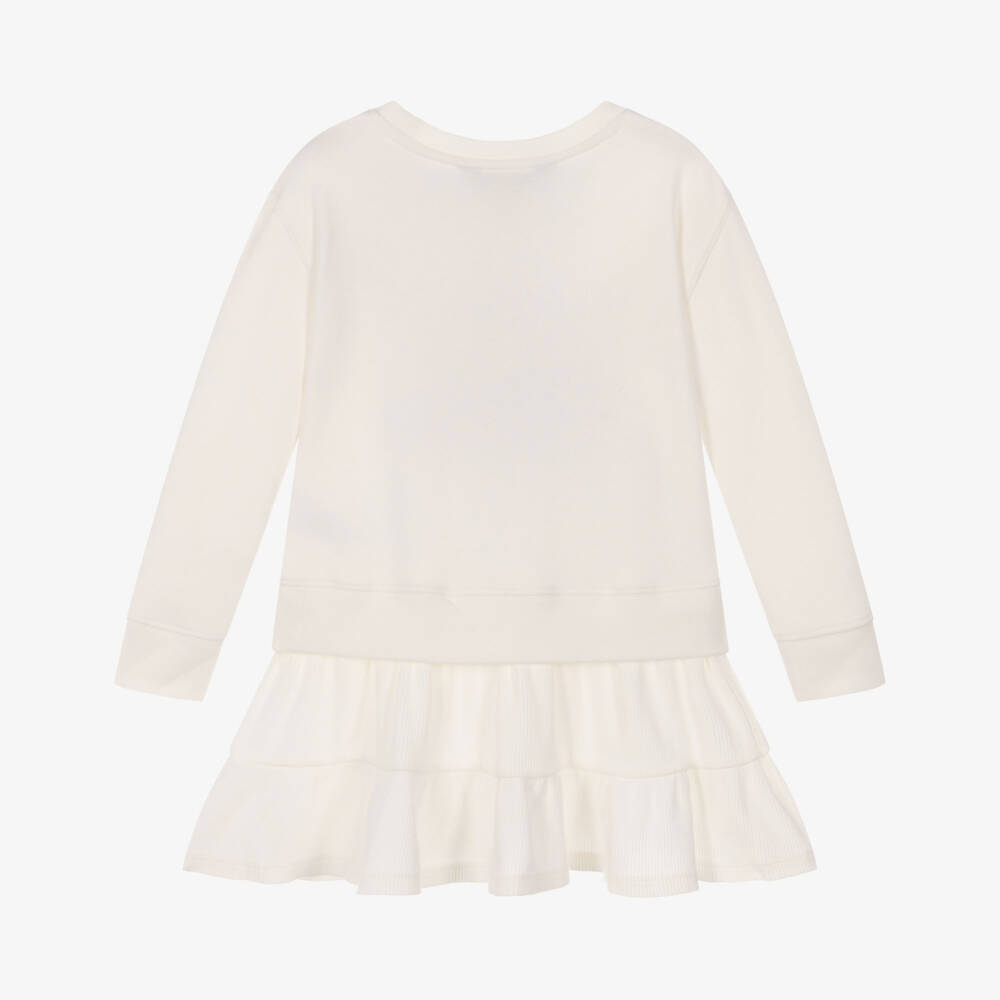 Ralph Lauren-Girls Ivory Jersey Polo Bear Sweatshirt Dress | Childrensalon Outlet