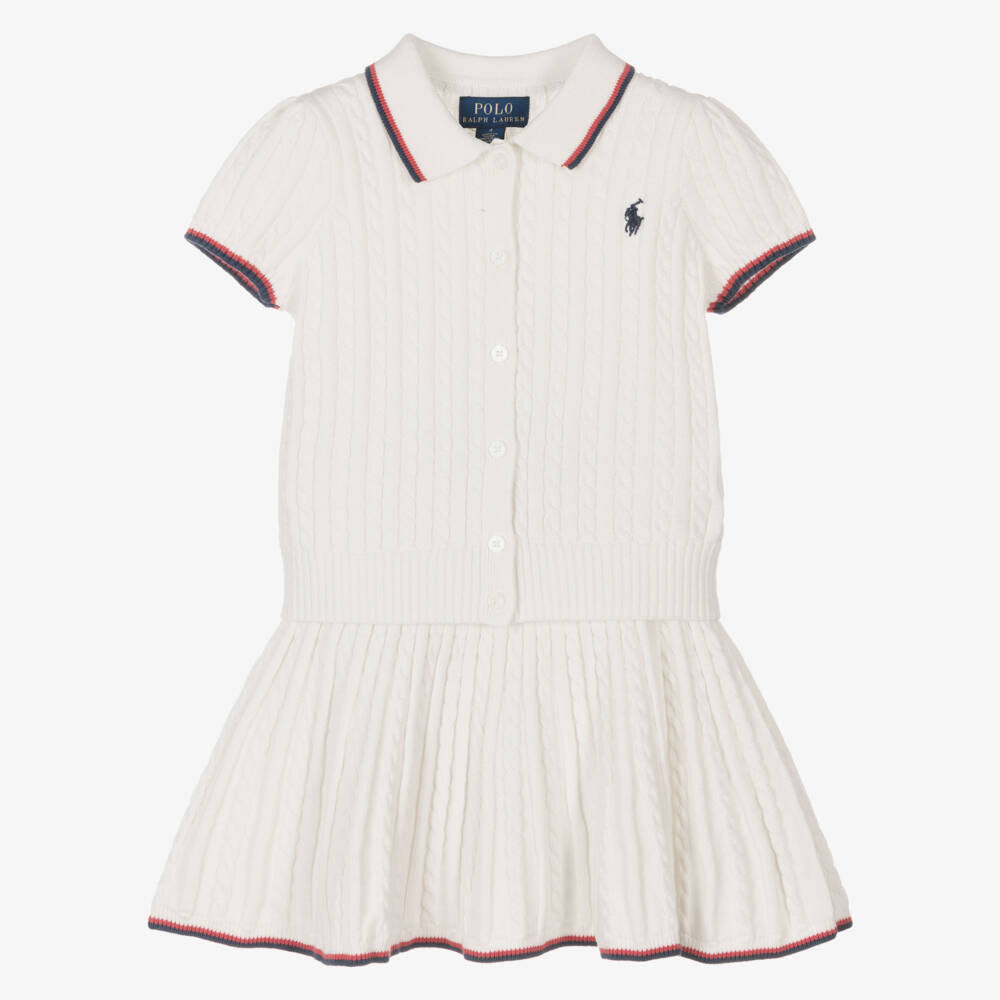Ralph Lauren-Girls Ivory Knit Ensemble Elegance | Childrensalon Outlet