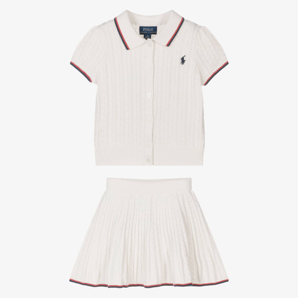 Ralph Lauren-Girls Ivory Knit Ensemble Elegance | Childrensalon Outlet