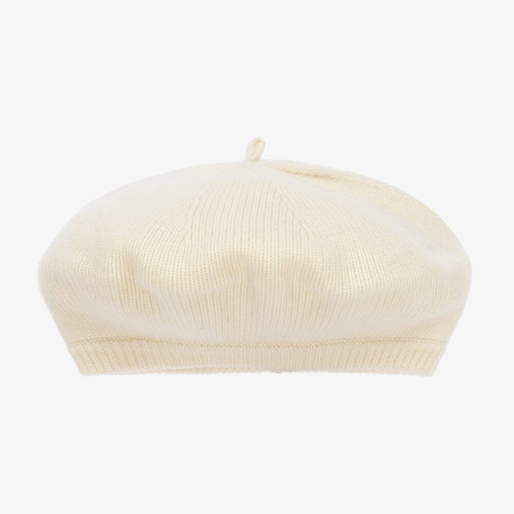 Ralph Lauren-Girls Ivory Knitted Wool Beret | Childrensalon Outlet