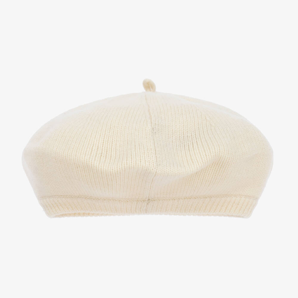 Ralph Lauren-Girls Ivory Knitted Wool Beret | Childrensalon Outlet