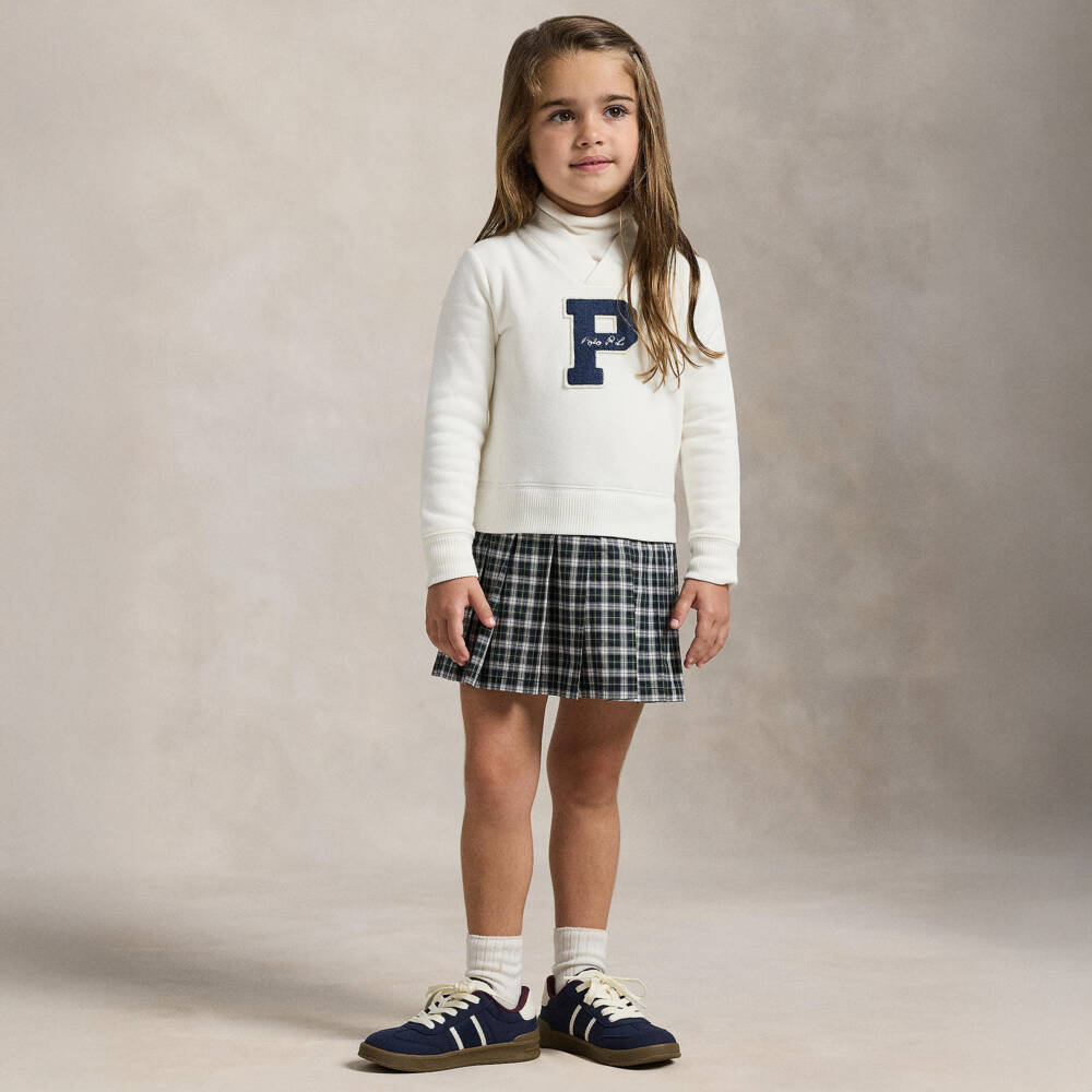 Ralph Lauren-Girls Ivory Logo Appliqué Dress | Childrensalon Outlet