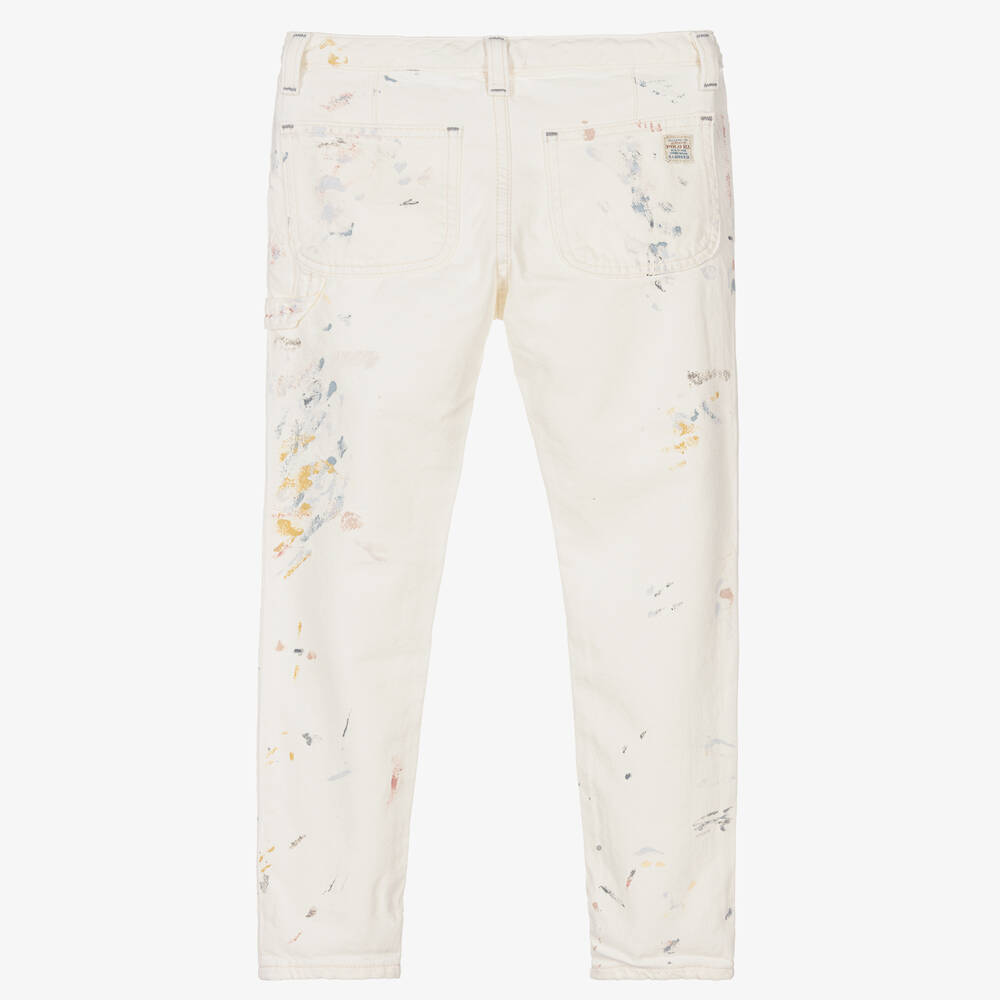 رالف لورين-جينز قطن دنيم لون عاجي للبنات | Childrensalon Outlet