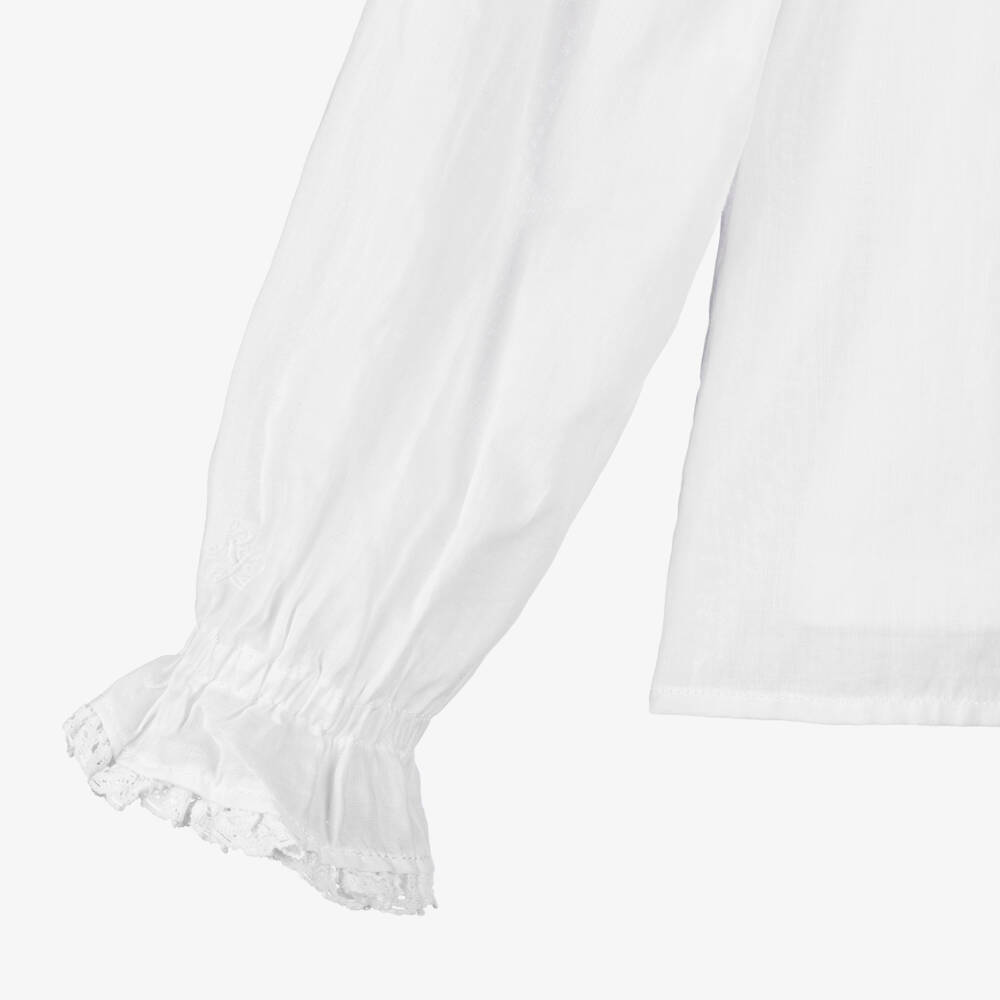 Ralph Lauren-بلوزة فوال عاجية مزينة بكشكش للبنات | Childrensalon Outlet