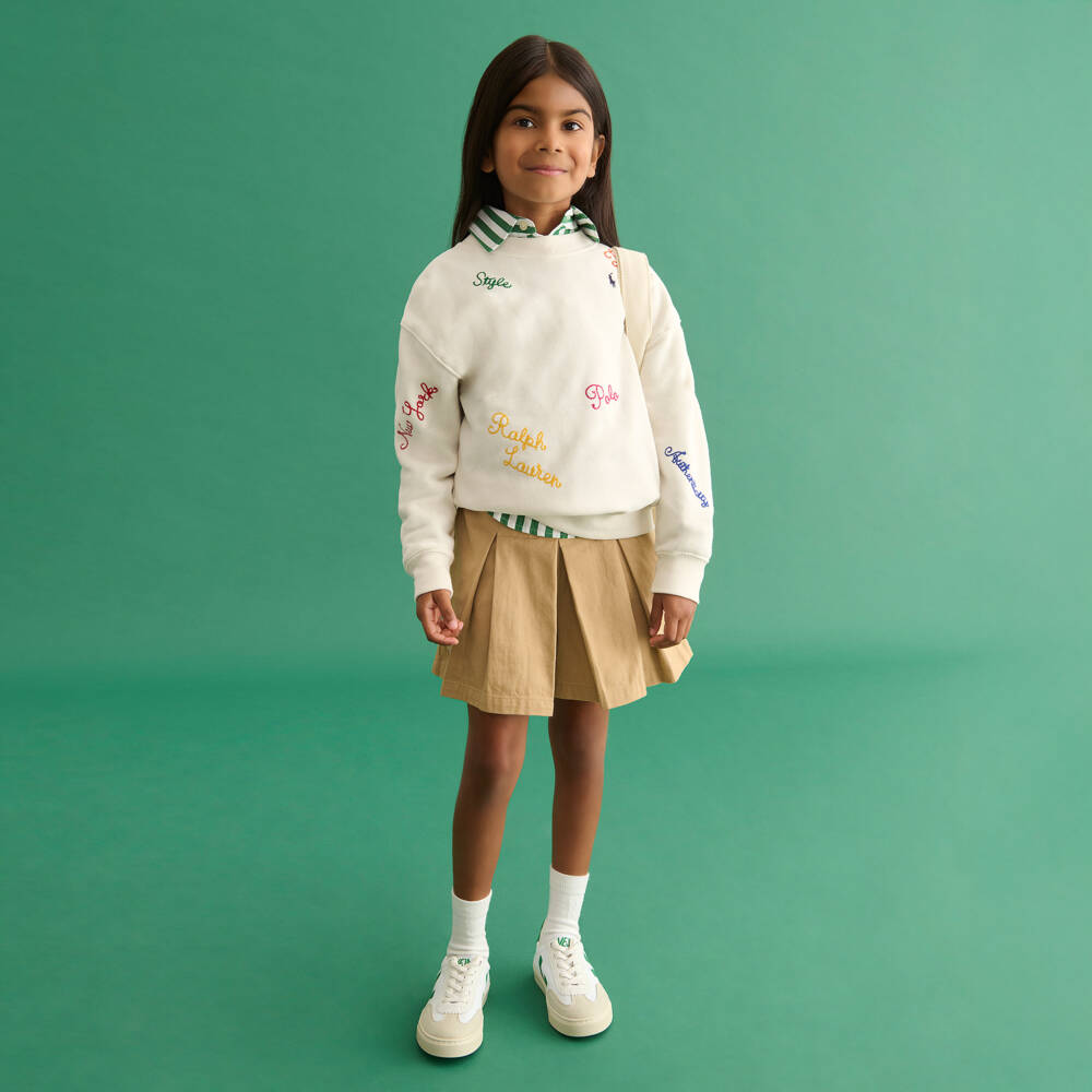 Ralph Lauren-Girls Ivory Script Logo Pullover | Childrensalon Outlet