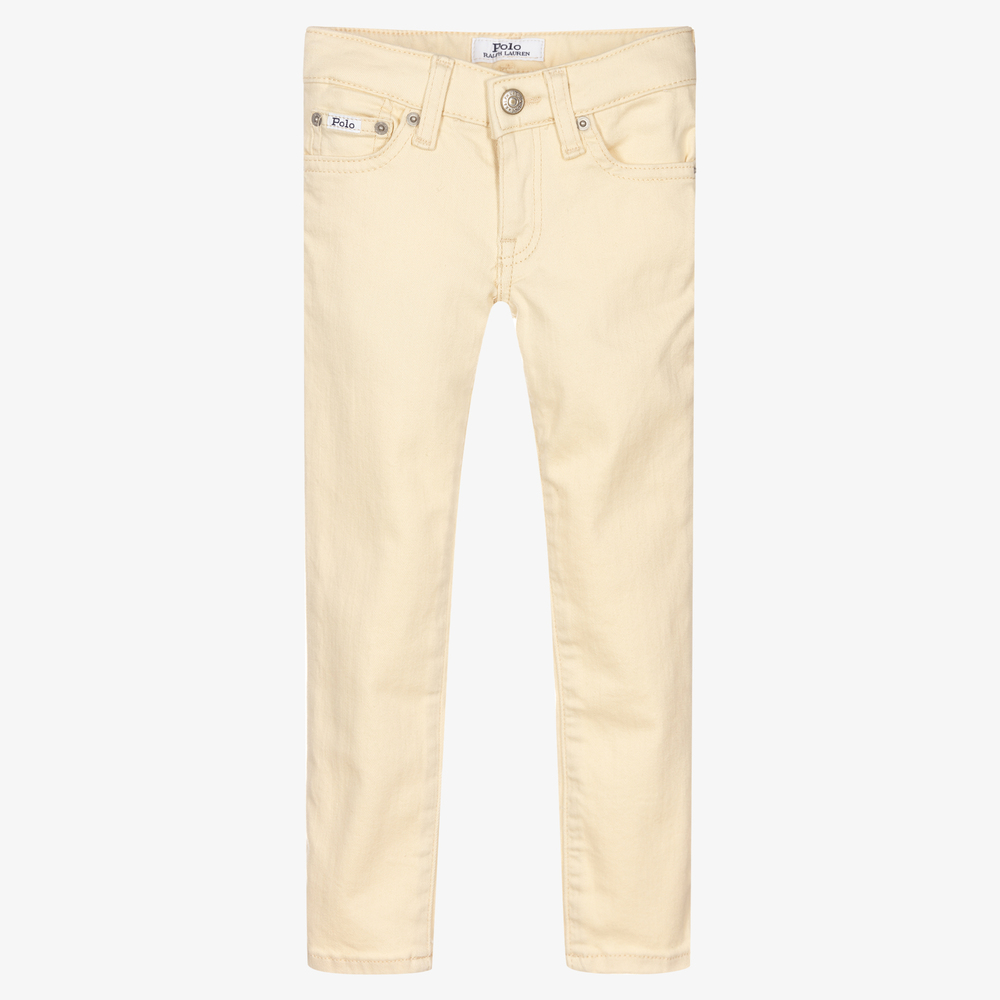 Polo Ralph Lauren - بنطلون جينز قطن دنيم سكيني لون عاجي للبنات | Childrensalon