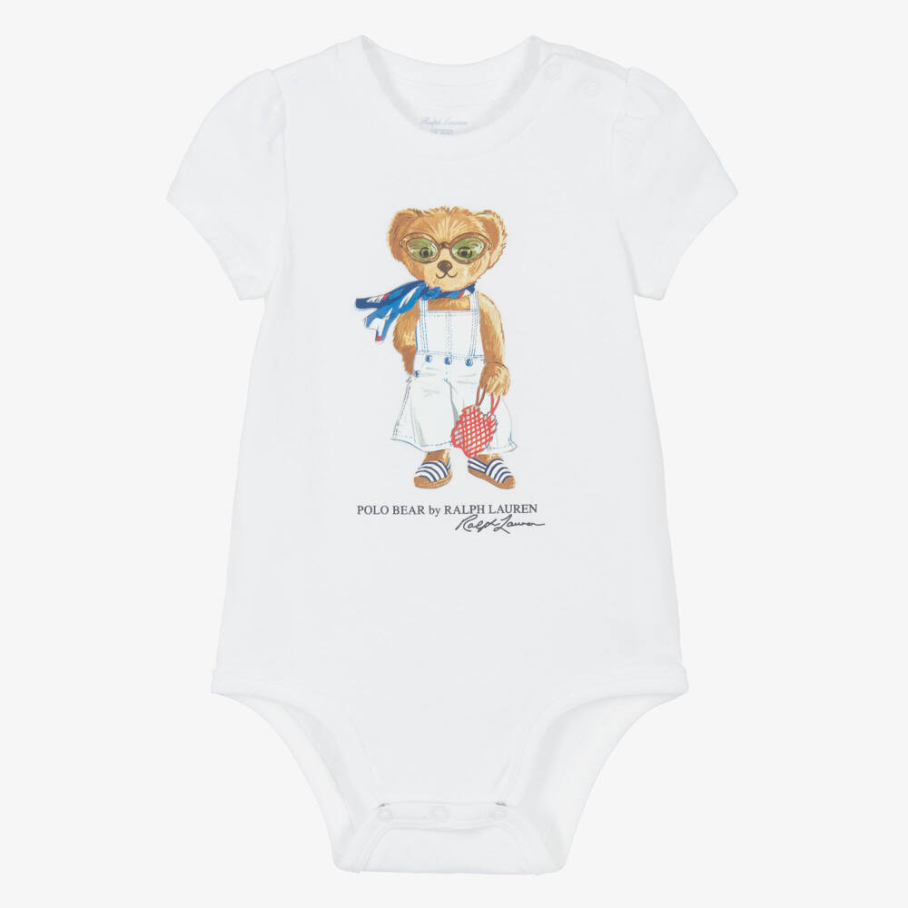 Ralph Lauren-بودي قطن عاجي بنقشة دمية للبنات | Childrensalon Outlet