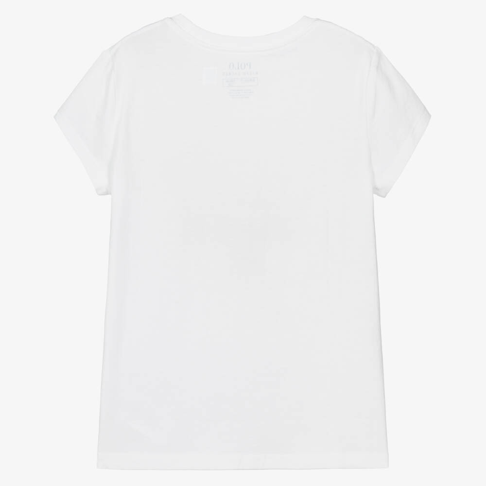 Ralph Lauren-Girls Ivory Tee with Pink Pony Emblem | Childrensalon Outlet