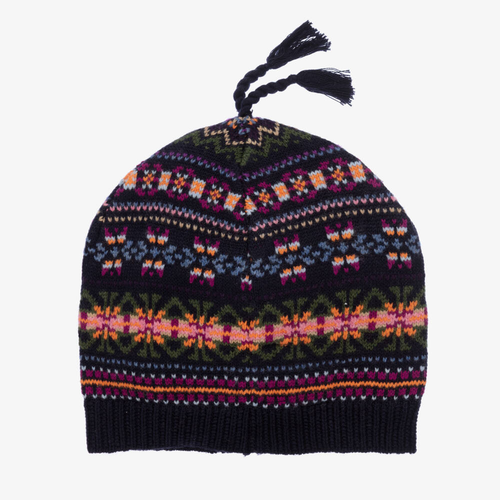 Polo Ralph Lauren Girls Knitted Navy Blue Hat Childrensalon Outlet