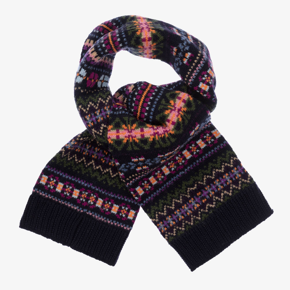 Polo Ralph Lauren-سكارف مزيج قطن وصوف محبوك لون كحلي للبنات | Childrensalon Outlet
