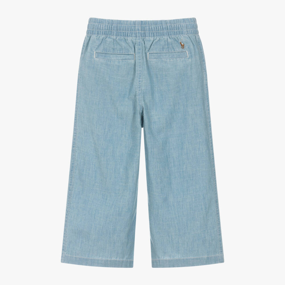 Ralph Lauren-Girls Light Blue Chambray Trousers | Childrensalon Outlet